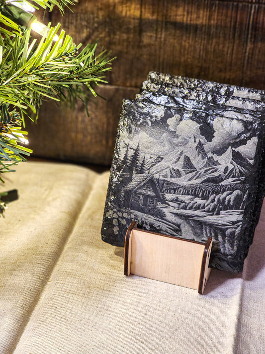 Festive Slate Coaster Sets: Holiday Elegance for Every Home (Sold Separately)